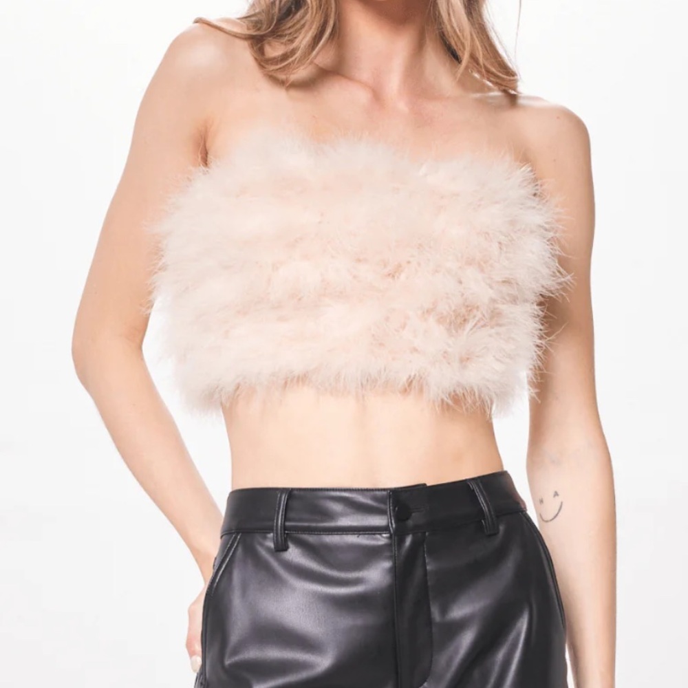 Vintage Faux Feather Crop Top